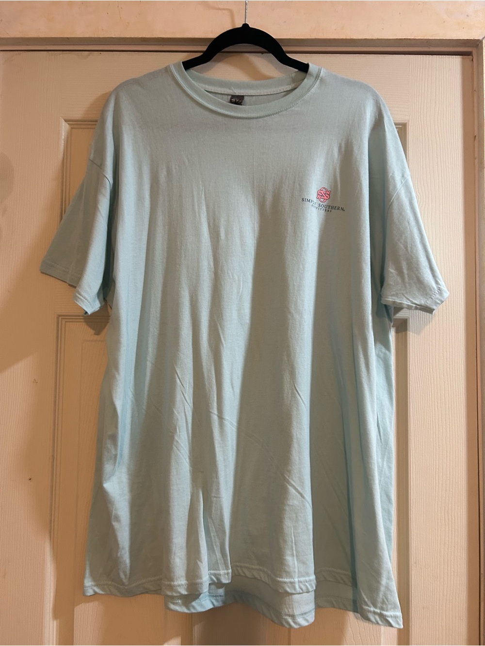 Simply Southern Light Blue Short-Sleeve Tee with Small Rose Logo
